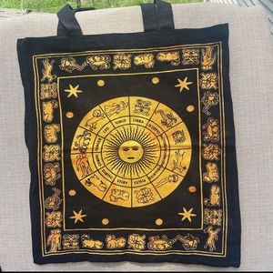 Yellow astrology zodiac reusable tote bag